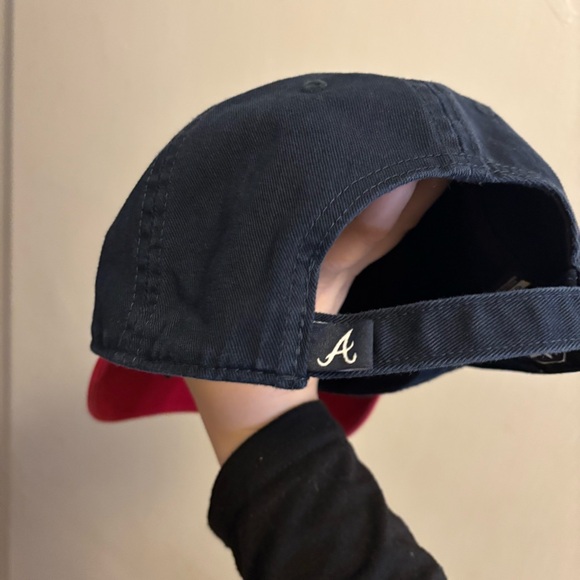 Atlanta Braves Hat Cap Strap Back Blue Red Plain Logo Baseball Adjustable - Picture 7 of 11